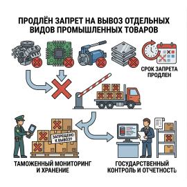 Продлён запрет на вывоз отдельных видов промышленных товаров 
