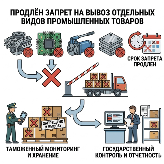 Продлён запрет на вывоз отдельных видов промышленных товаров 